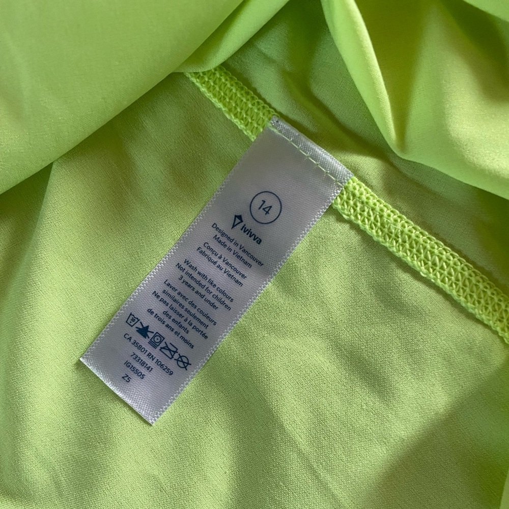 Ivivva by Lululemon Girls Tank Top Neon Green Yellow Mesh Back - Picture 4 of 4